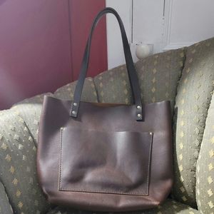 SOLD portland leather goods cognac tote